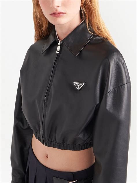 prada leather cropped jacket|prada leather jacket men's.